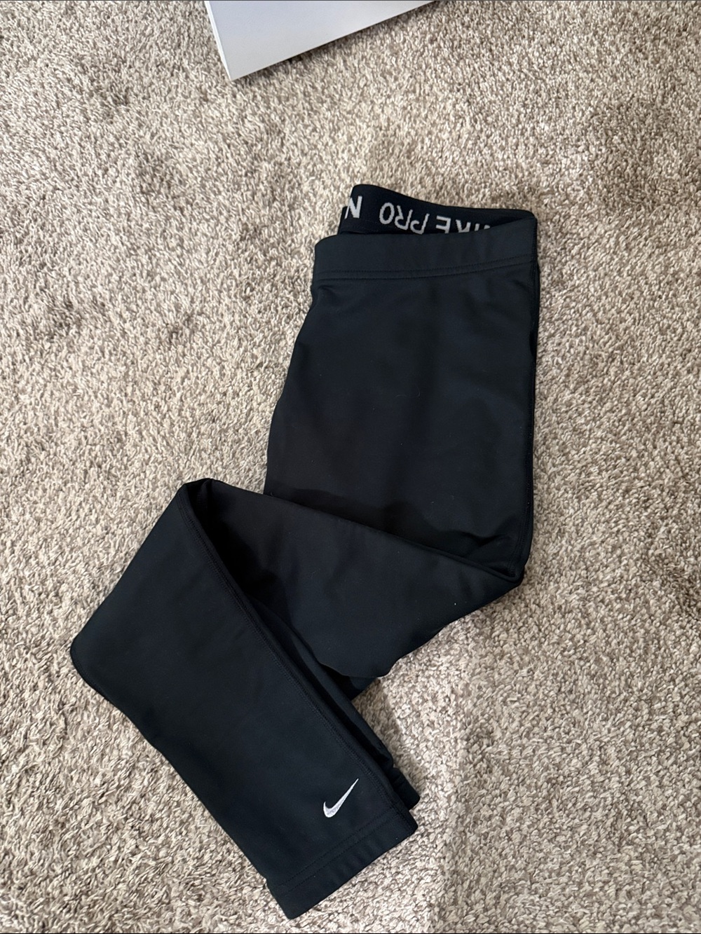 Nike Black Womens' Performance Leggings with White Swoosh